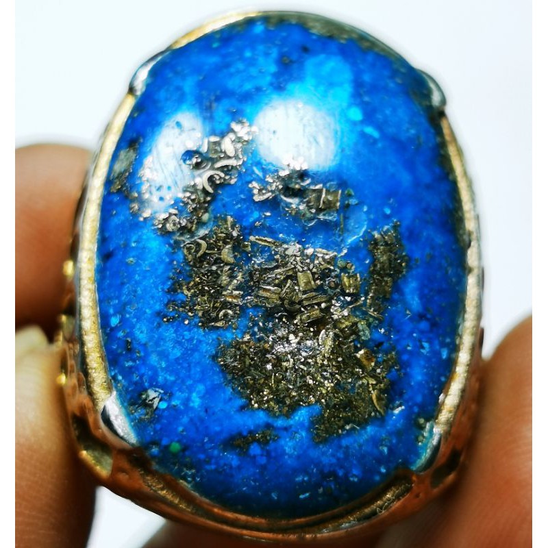 Batu akik natural pirus Persia jumbo urat emas