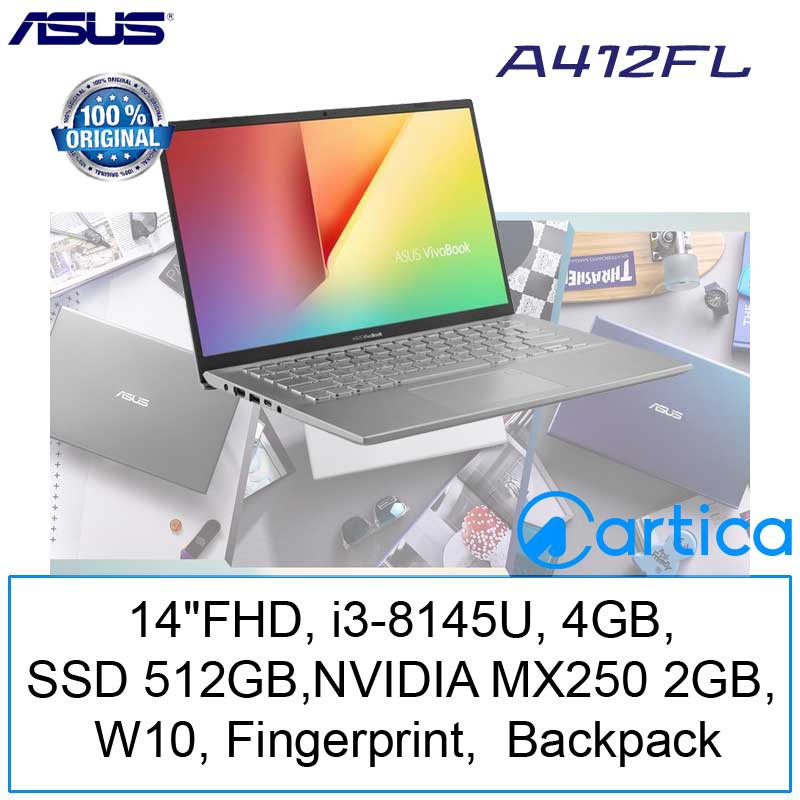 Asus A412FL Vivobook Ultra - i3 8145U 4GB 512GB MX250 2GB 14" FHD WIN10 Resmi