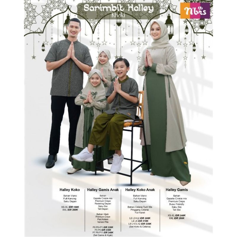 Sarimbit Lebaran keluarga couple family Nibras halley lilac khaki navy ori