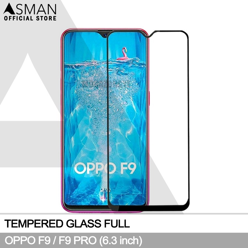 Tempered Glass Full OPPO F9 / F9 Pro (6.3&quot;) | Anti Gores Kaca - Hitam