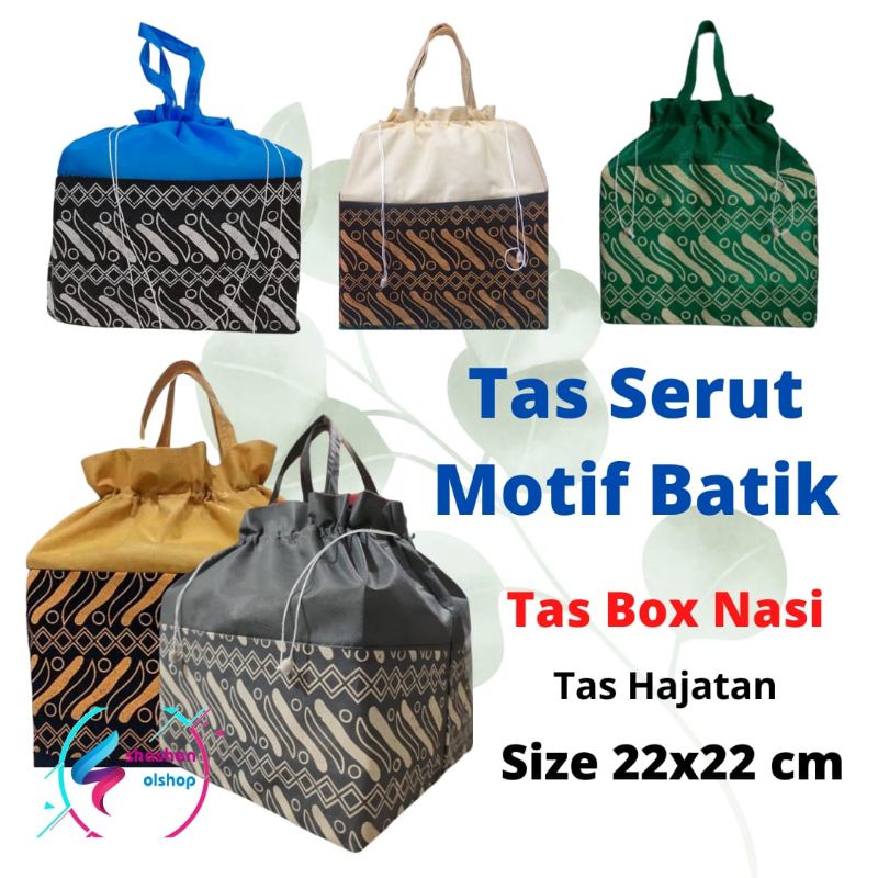 Tas Kain Serut Batik Goodie Bag Ukuran 22x22 cm Isi 1 Lusin