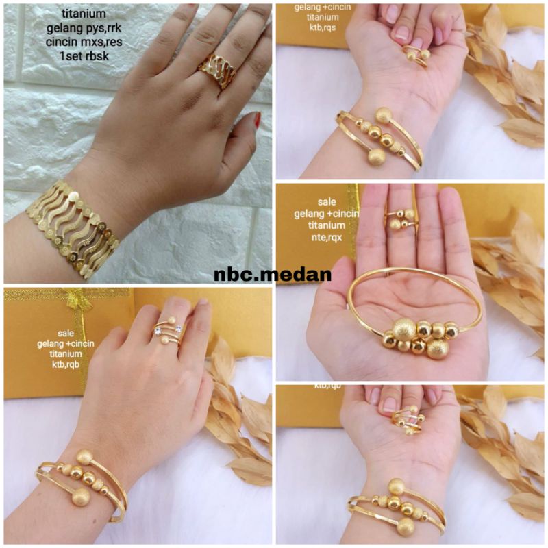 Gelang +cincin titanium Boba,aigner TIDAK luntur, yg lagi hits ditoko emas,