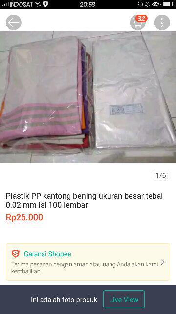 Plastik Pp Kantong Bening Ukuran Besar Tebal 0.02 Mm Isi 100 Lembar