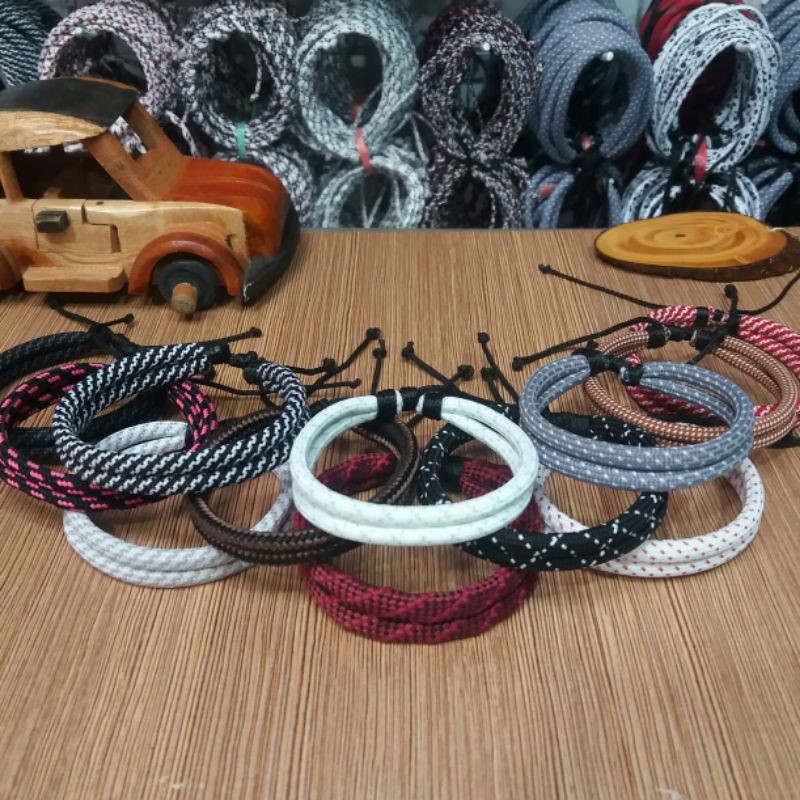 gelang tali simple motipf 2 rangkap/gelang prusik/gelang couple/pria wanita