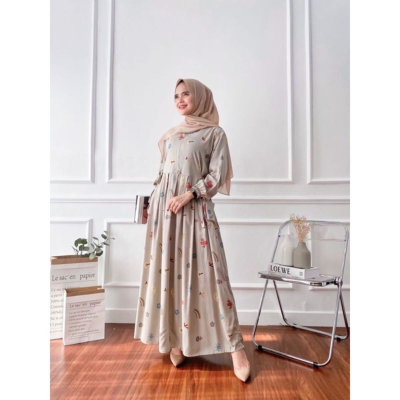 GAMIS MILEA SAKU DEPAN DRESS WANITA BUSUI RAYON