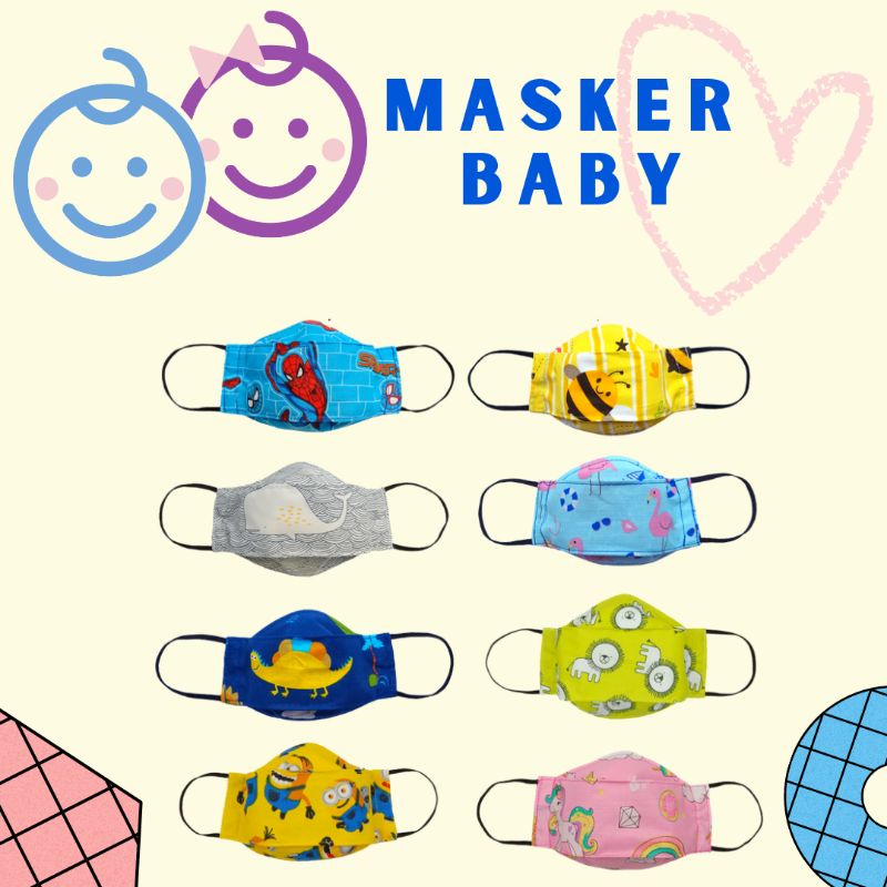 Masker BAYI, Masker Kain Baby, Masker Kain EVOO Bayi, Masker Bayi 3D, Masker Bayi 3 Ply, Masker Baby