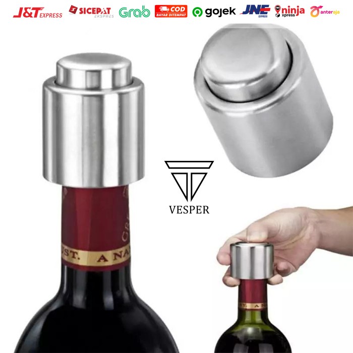 wine bottle stopper stainless / wine vacuum tutup botol minuman wine