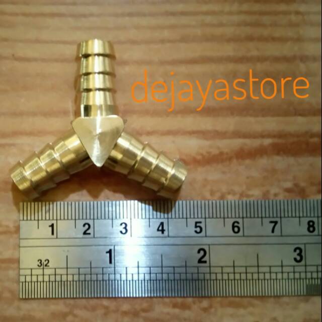 Nepel cabang 3 selang gas / nepel Kuningan Y/T ukuran 3/8"in