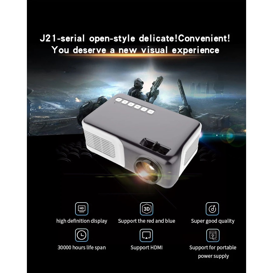 UNIC J21 - Mini LED Projector 2000 Lumens - LED Proyektor Mini 2000 Lumens - Support 1080p