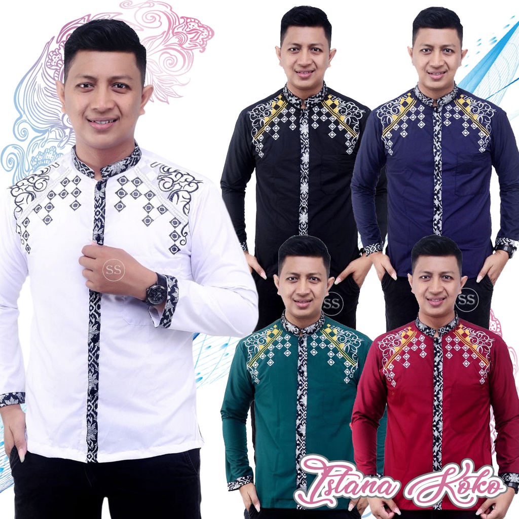 KOKO BORDIR PANJANG Kombinasi motif bordir batik kombinasi kotak size M L XL