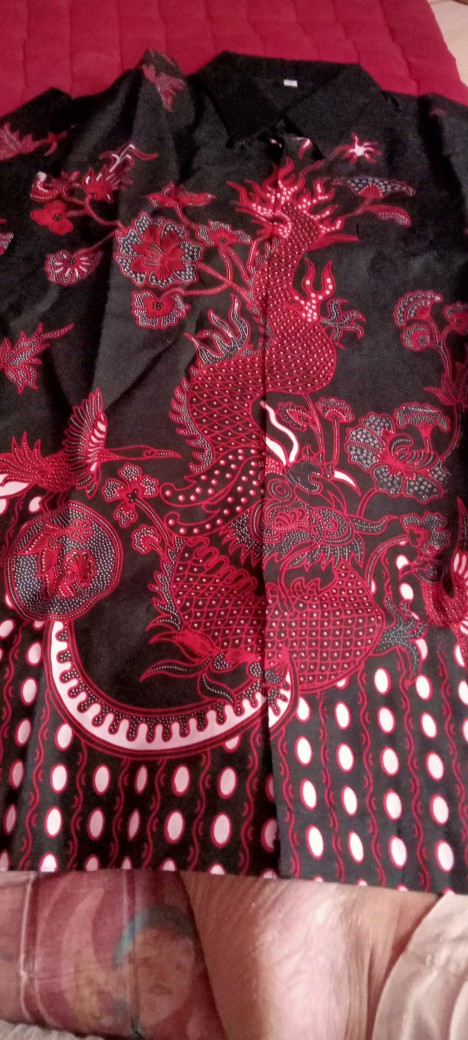 Kemeja Batik Pria Lengan Panjang Naga Merah Full Furing