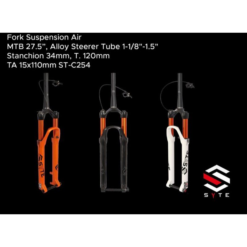 FORK  SUPENSION DEPAN SYTE MTB C254 27.5 T120 34MM AIR BOOST  TAPERED REMOTE
