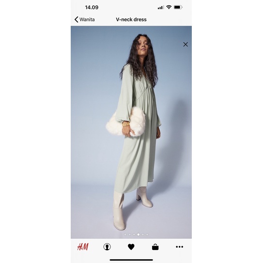 v neck dress green h&m