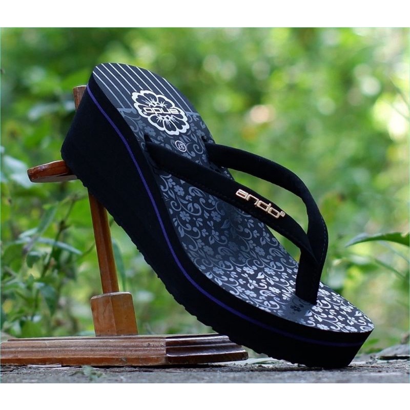 TERMURAH!!! Sandal Ando Jepit Wedges - ANDO JOICE 02  - 100% Original-ANDOJoice02-Ungu