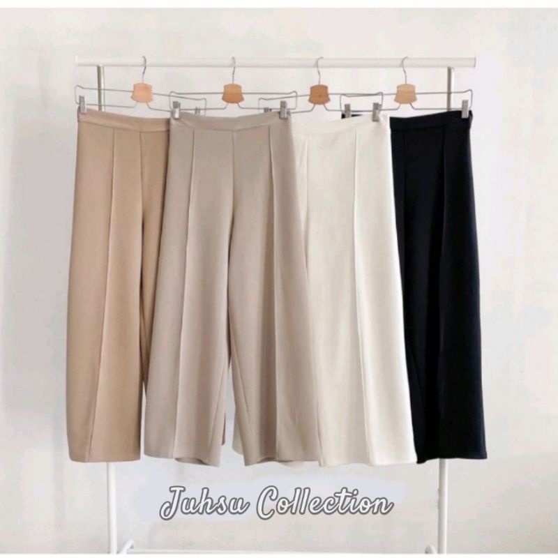 Kulot Cubit Premium | kulot putih tulang | KULOT CUBIT SCUBA JUMBO | CELANA KULOT WANITA HIGH WAIS S