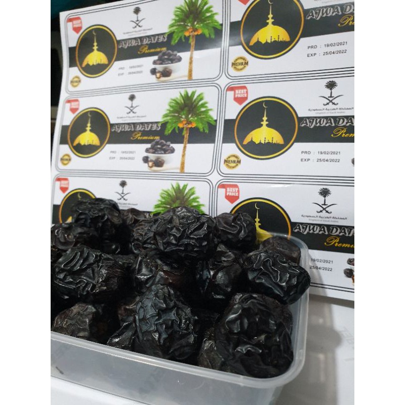 KURMA AJWA MADINAH KEMASAN TOPLES 500GR /KURMA NABI ASLI ARAB exp2026)