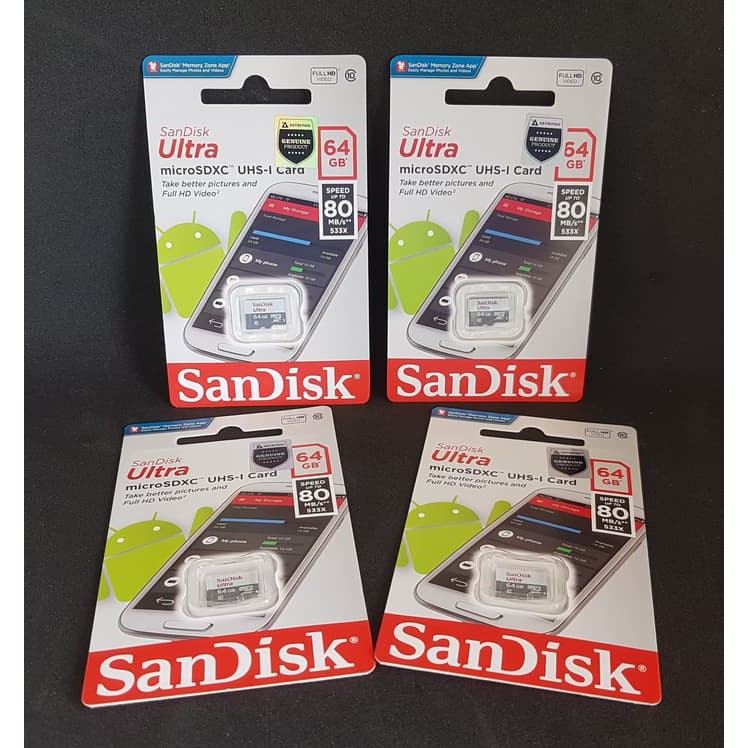 MicroSD Sandisk Ultra 64GB Class10 80MBPS Garansi Resmi Ori 64 GB