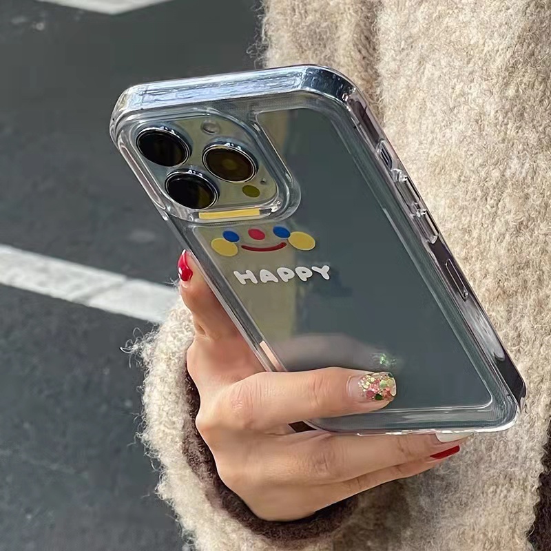 Case Bahan Akrilik Transparan Motif Wajah Tersenyum 13 Pro 13prm Untuk iPhone 11 7Plus 8Plus Xr XS 13 12 Pro Max