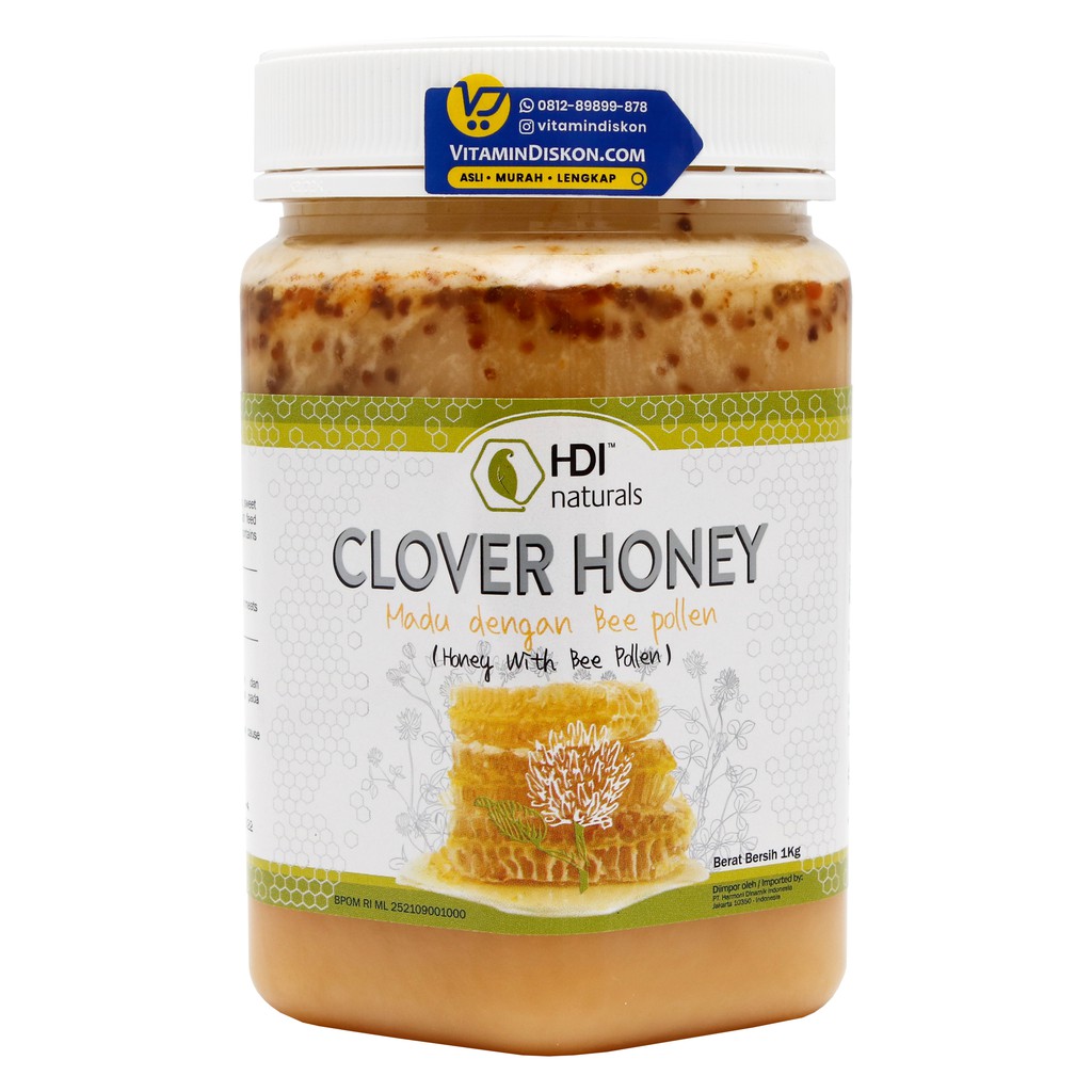Clover Honey  HDI With Bee Pollen Original  1kg 1000g