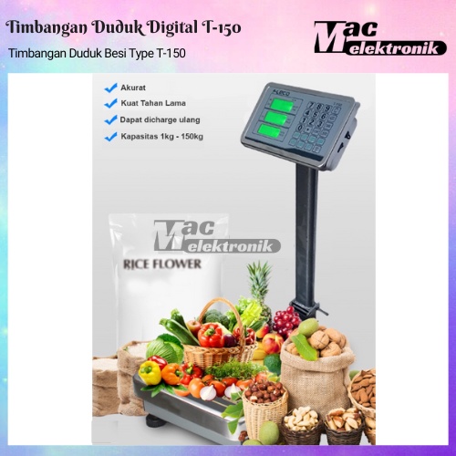 Timbangan Besi duduk digital kapasitas 150kg / bisa di charge ulang Timbangan Duduk Digital 150kg / Elektronik Pagar Lipat Display Sembako Laundry Buah Barang Ekspedisi Beras Electronic platform