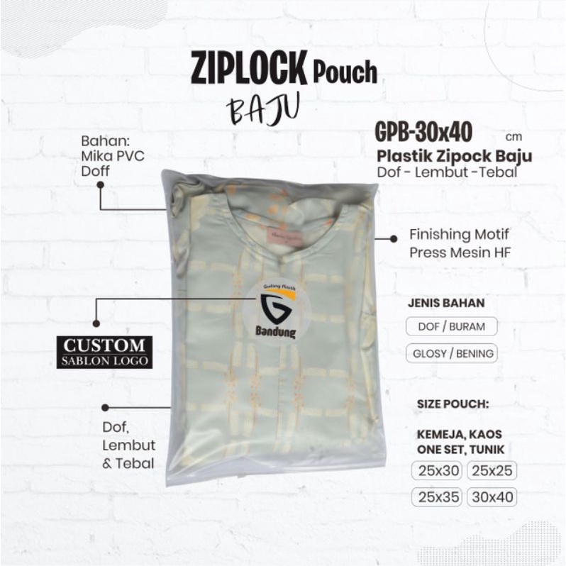 Ziplock Pouch Baju Size 30x40cm Bahan Pvc Premium