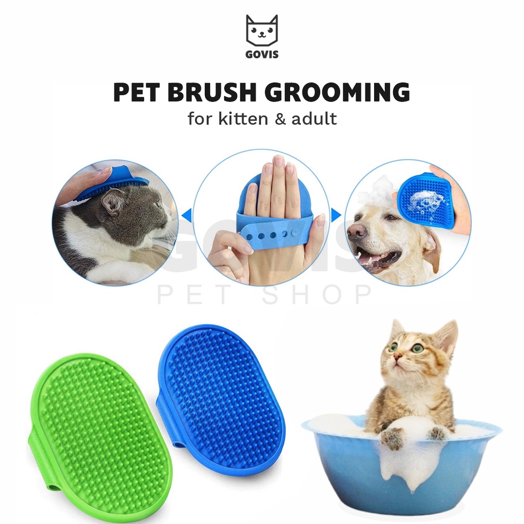 Sisir Bulu Oval Karet Anjing Kucing Sikat Pijat Mandi Grooming Kelinci Murah