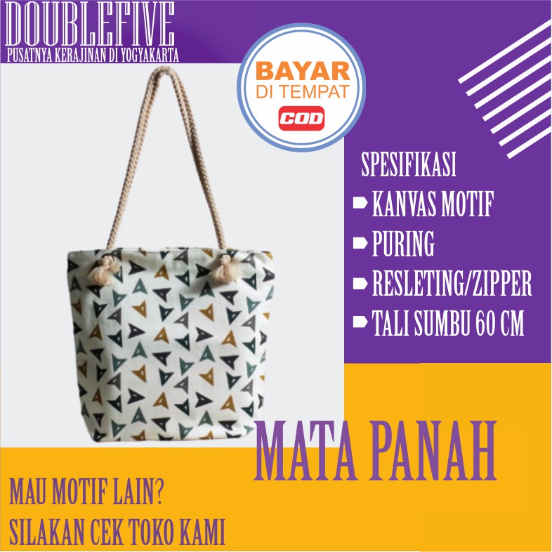 ( TALI SUMBU BAYAR DITEMPAT ) TOTEBAG TALI SUMBU / KEPANG KANVAS MOTIF / TAS TOTEBAG WANITA