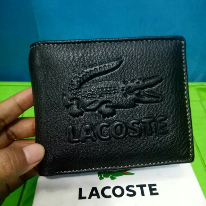 dompet pria/dompet kulit/dompet lacoste logo timbul