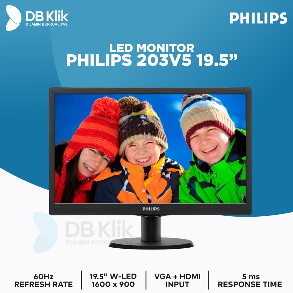 LED Monitor PHILIPS 203V5 19.5 Inch HD HDMI VGA - Phlips 203V5LHSB2/70