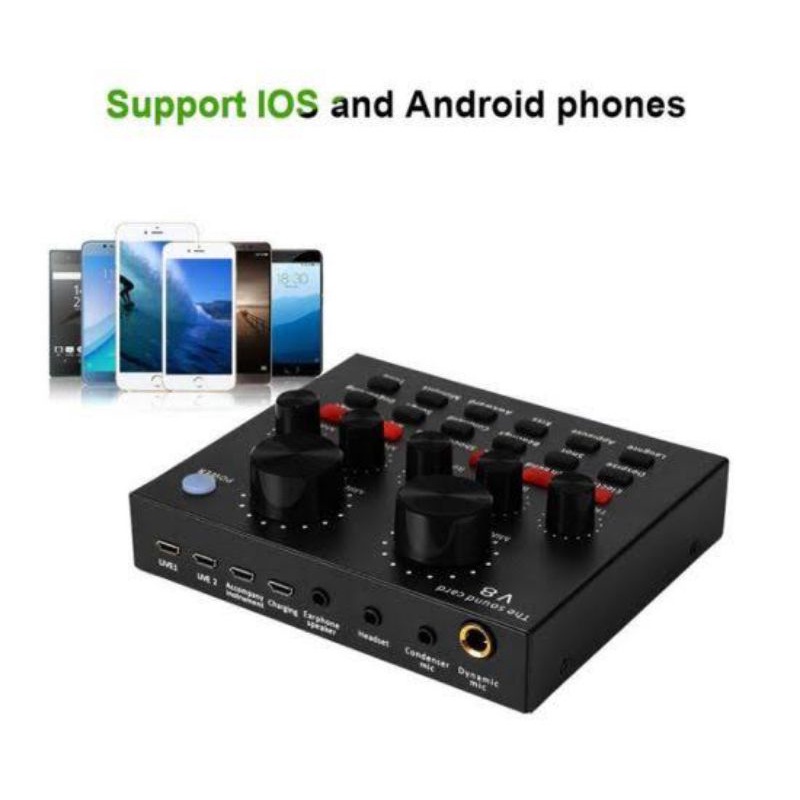 SOUNDCARD AUDIO V8 V8S V8U NEW BLUETOOTH HP PC MAC LIVE BROADCAST KARAOKE SMULE WESING