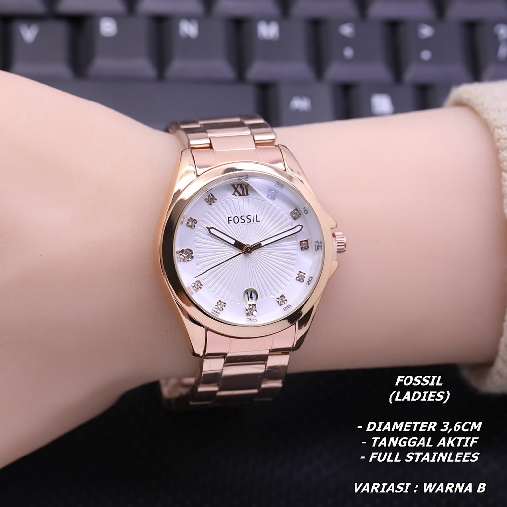 JAM TANGAN WANITA FASHION RANTAI BODY BULAT TANGGAL AKTIF