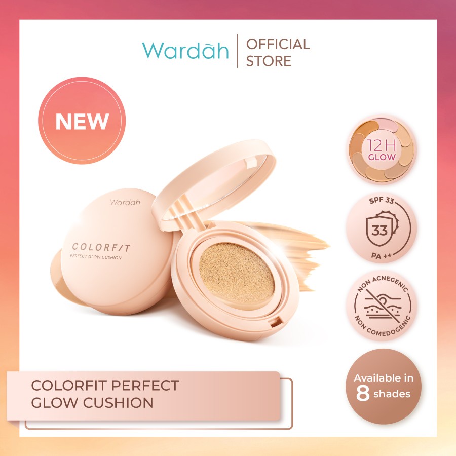 Wardah Colorfit Perfect Glow Cushion SPF 33 PA++ - Bedak Tahan 12 Jam