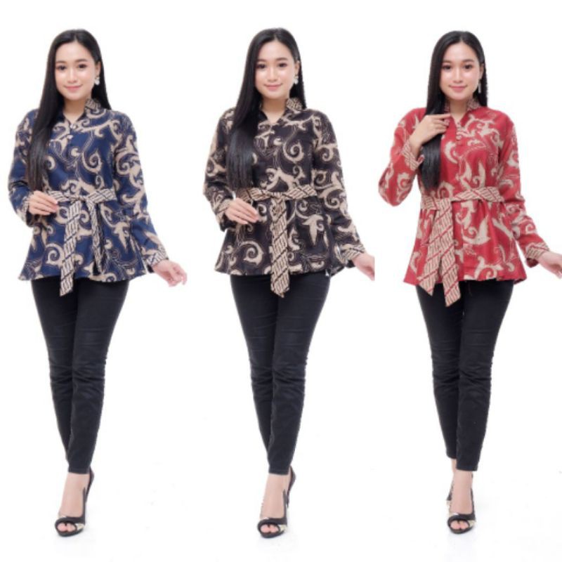 Atasan Blouse Batik Modern Atasan Batik Kerja Termurah Dan Terlaris Tali Samping Kanan Kiri Shopee Indonesia