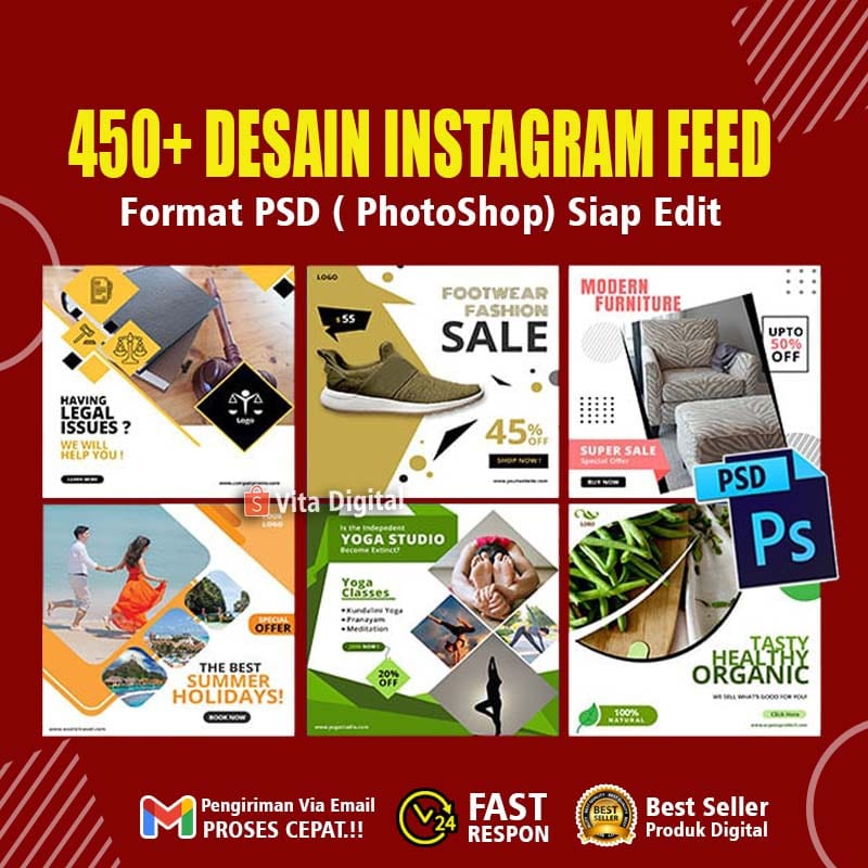 450+ Template Feed Produk Instagram Post PSD Photoshop Siap Edit + Bonus