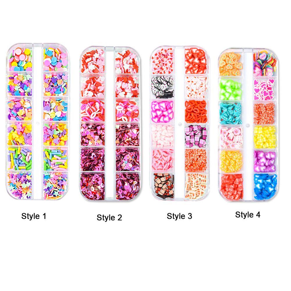 Suyo Stiker Nail Art Warna-Warni12Pola Desain 3D Slice Dekorasi Bentuk Hati Perlengkapan Hari Valentine