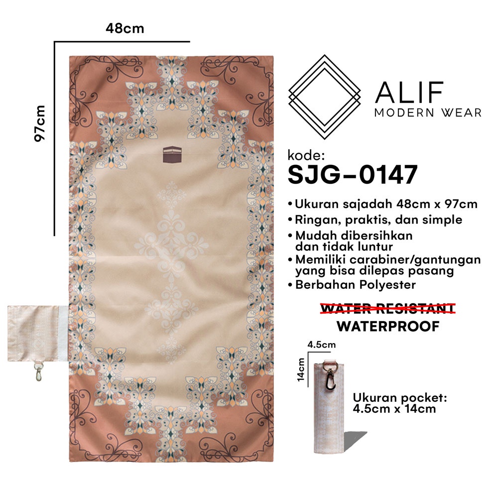 ALIF SAJADAH GENGGAM TRAVEL / SAKU / PORTABLE / WATERPROOF ( ALIF MODERN WEAR SJG-0147 )