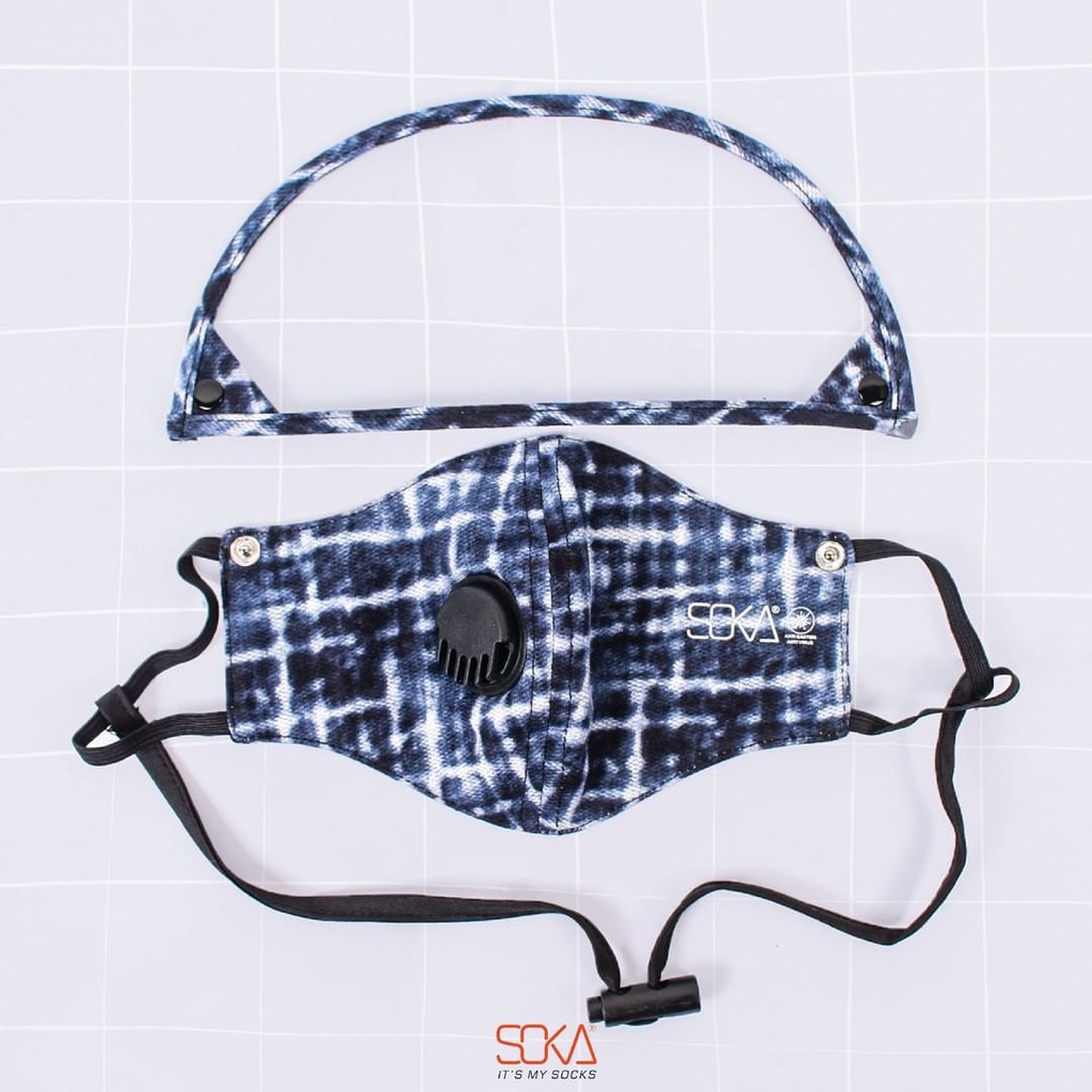 SOKA - Masker Airflow Faceshield Anti Bakteri - Masker Kain Eyeshield Motif