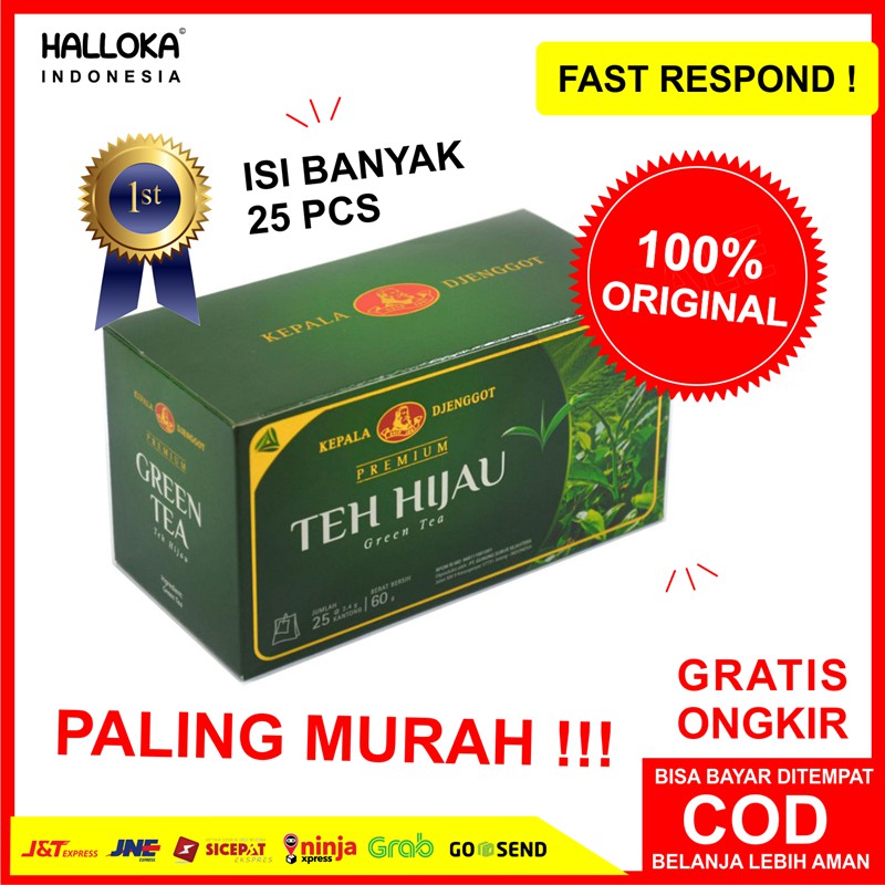 

TEH HIJAU CELUP GREEN TEA KEPALA DJENGGOT PREMIUM DIET KETO ISI 25 PCS