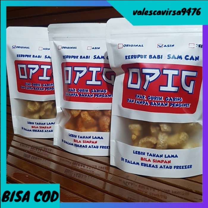 

⭐BISA COD⭐ kerupuk kulit babi/kerupuk kulit samcan by opig fresh - Pedas