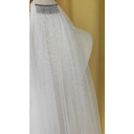 wedding veil glitter with pearl ekor 3m