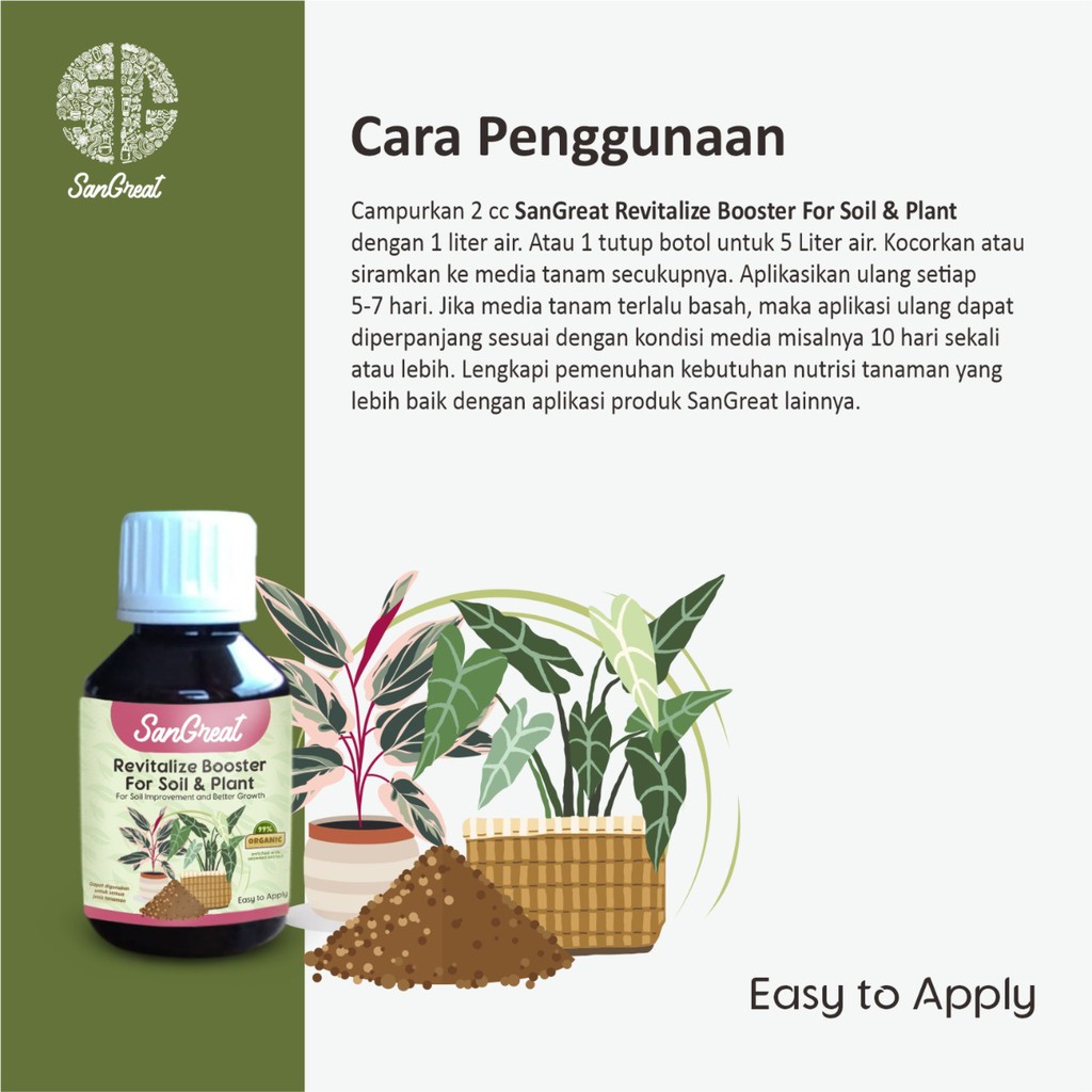 Serum tanaman pupuk organik plus hormon auksin sitokinin giberelin alami dan vitamin B1 100 ml SanGreat Plant Serum untuk aglonema keladi calathea philodendron monstera anthurium alocasia