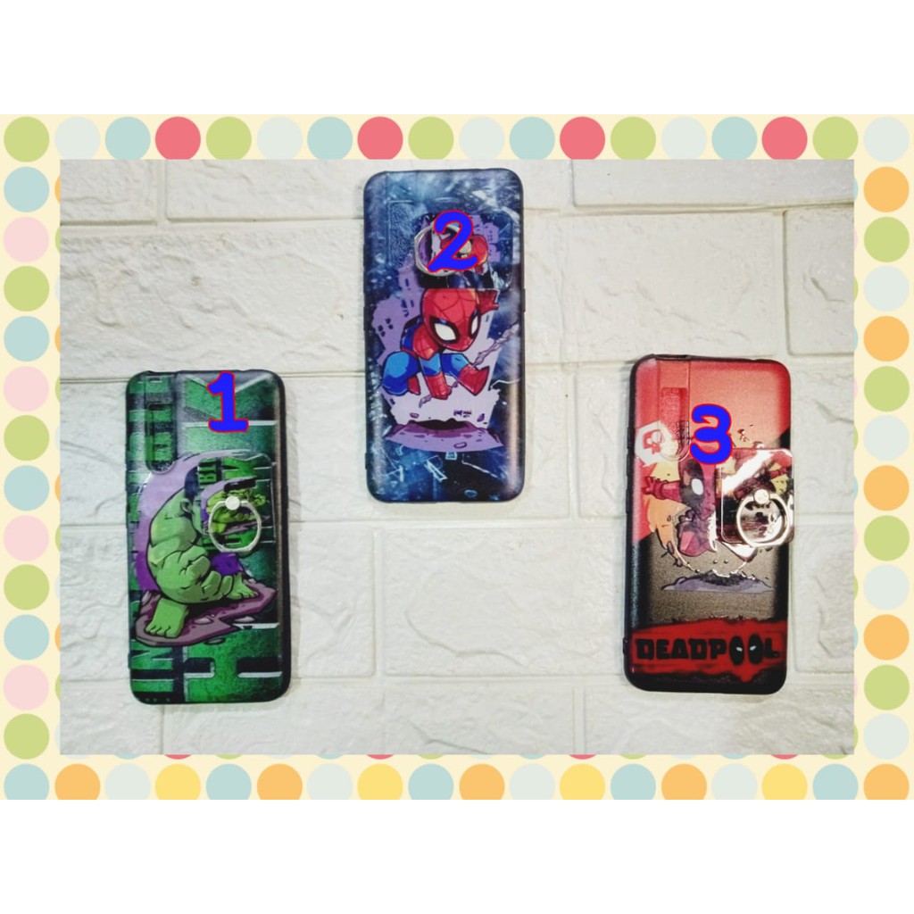 Case VIVO V15 PRO+Iring Motif Kartun Robot, Hulk, Spiderman, Ironman