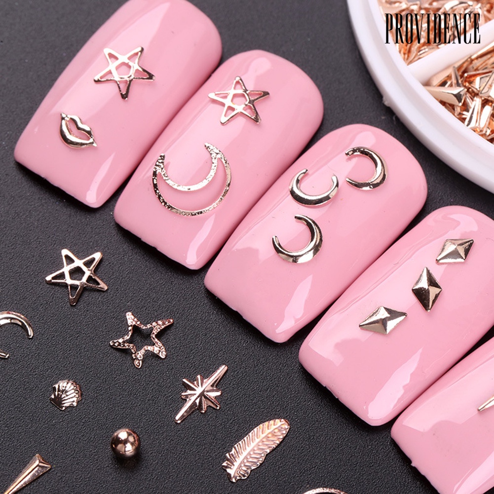 Providence 1 Box Metal Rivet Cross Bead Leaf Moon Star Nail Tips Decorations Manicure Tool