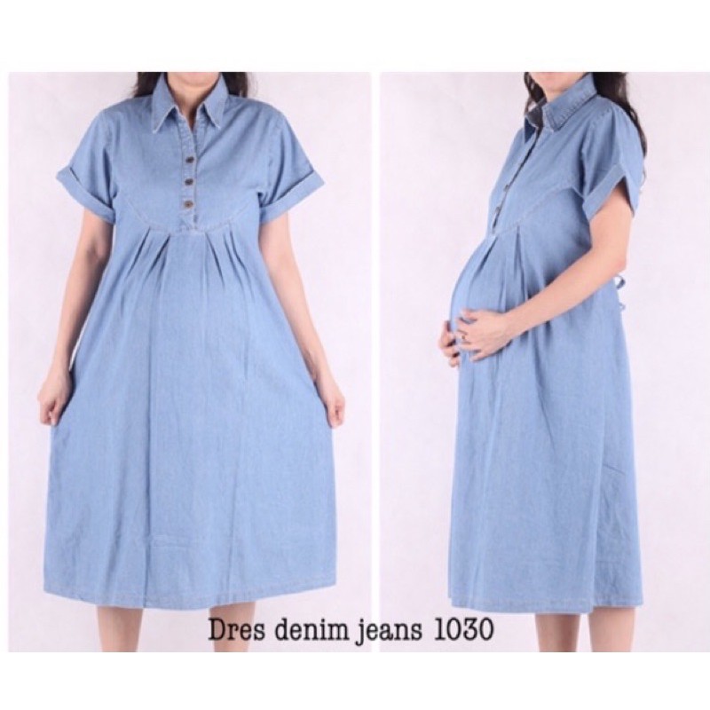 Baju hamil dress jeans 1030 harap note warna yang dipilih