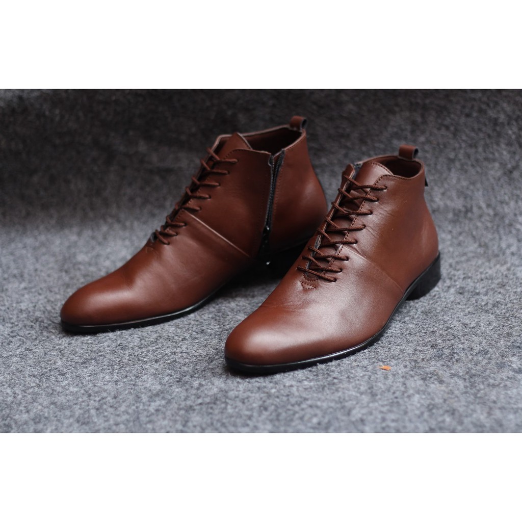 Sepatu Formal Tinggi Sleting Kulit Asli Original Cevany Wooslet