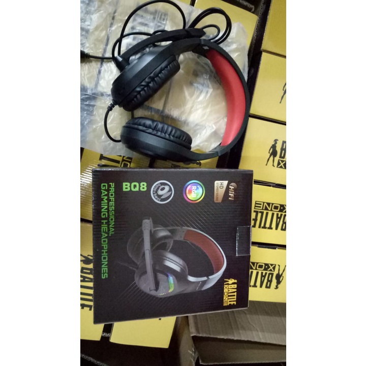 BATTLE X-ONE BQ8 RGB HD STEREO SOUND PROFESIONAL GAMING HEADPHONES HEADSET - ORIGINAL BERGARANSI