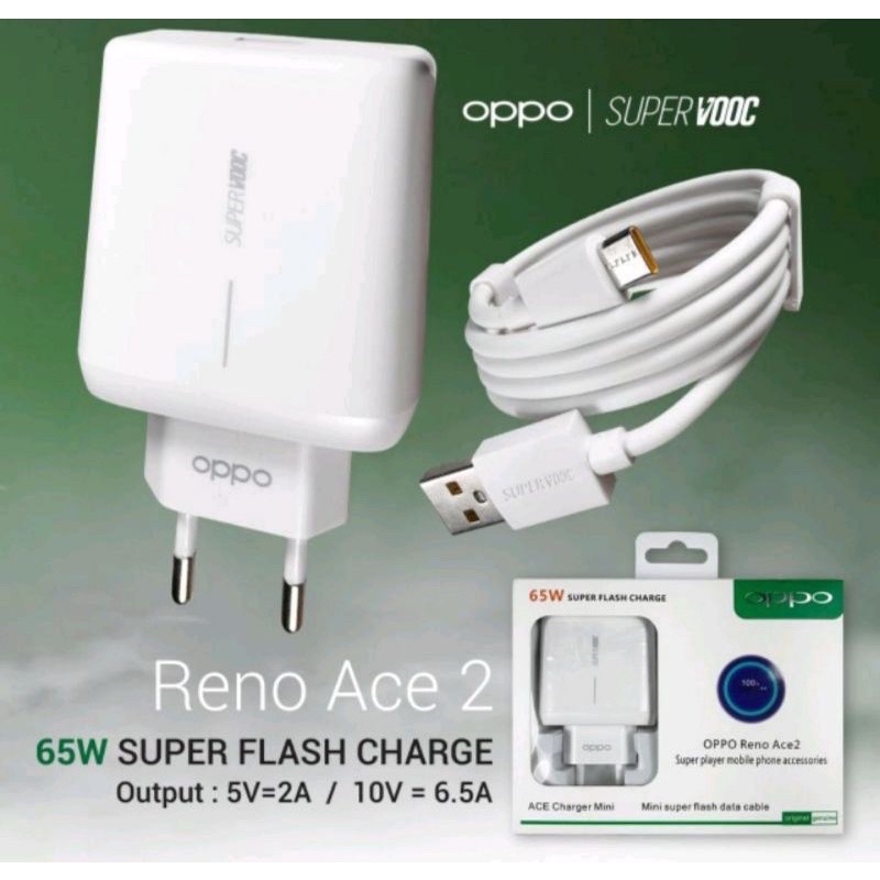 Charger Oppo 65W Type C Super Vooc Reno Ace 2 65 W usb cable data cas Flash Tc Charge Fast Charging Support TypeC Original 100%