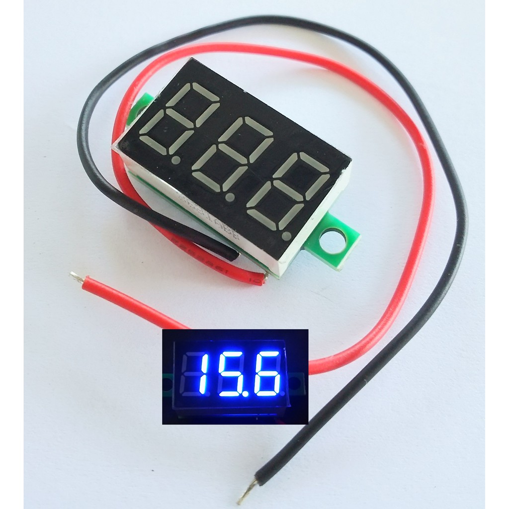 Voltmeter Digital 0.36 Inch 2 Kabel warna Biru