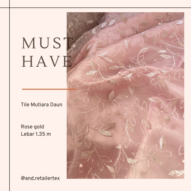 Kain Brokat Tile Tulle Mutiara Rose Gold Motif Daun Shopee Indonesia