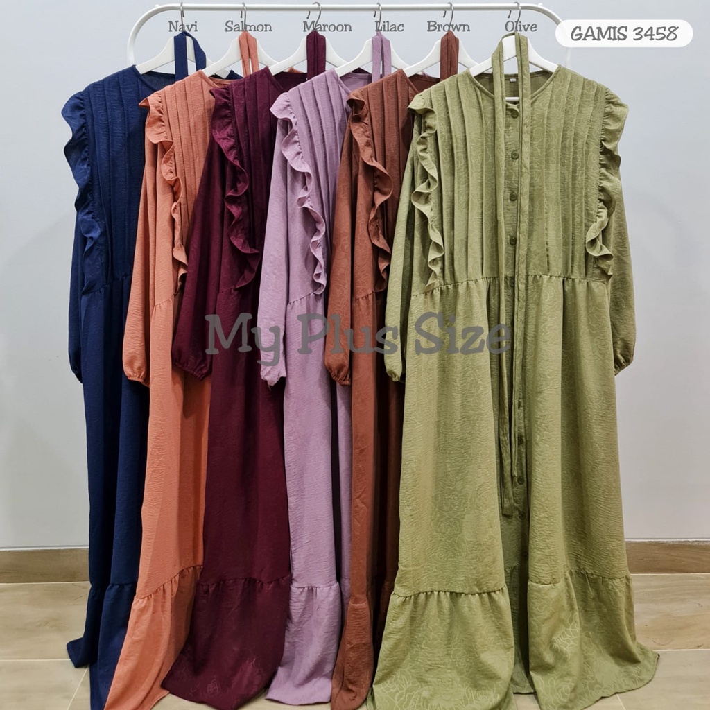 Gamis Crinkle Embos  3458, Ld 130 &amp; 145 cm